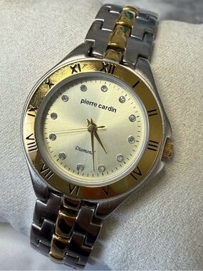 Pierre Cardin Gold and Silver Two-Tone Crystal Dial Watch